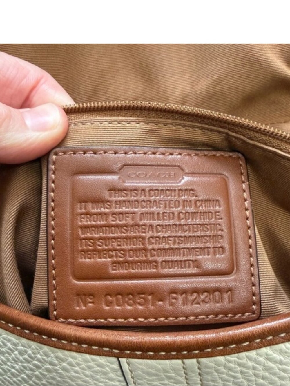 Coach Y2k Soho Bokle Cream Pebble Leather Shoulder Bag F12301 with Brown Trim - Picture 6 of 8